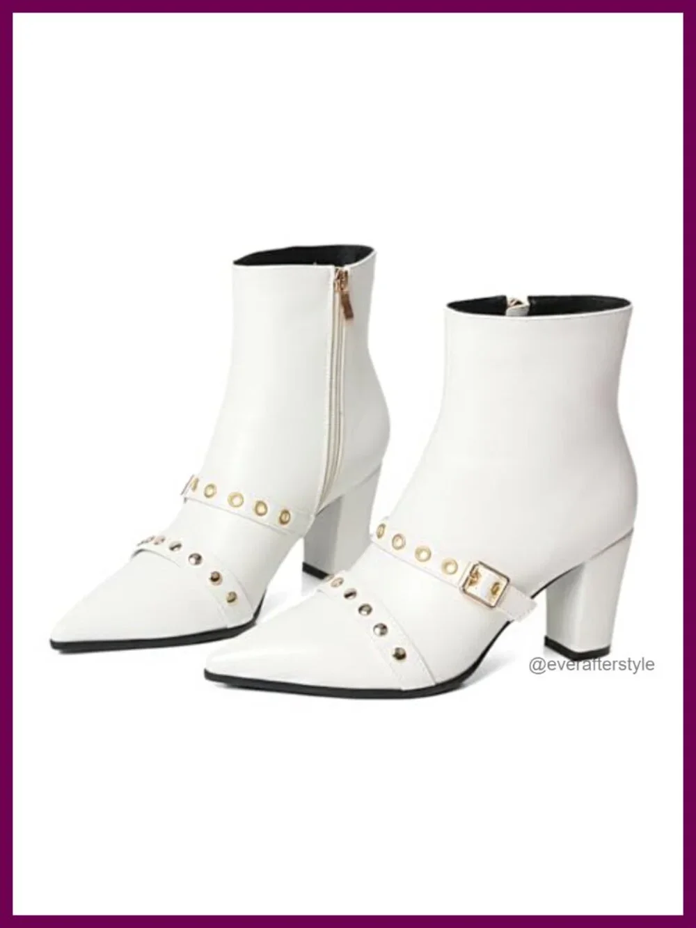 Kitten Heel Pointed Toe Ankle Booties with Buckle Closure Zip